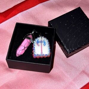 Pink Fantasy Battle Axe Gem Necklace